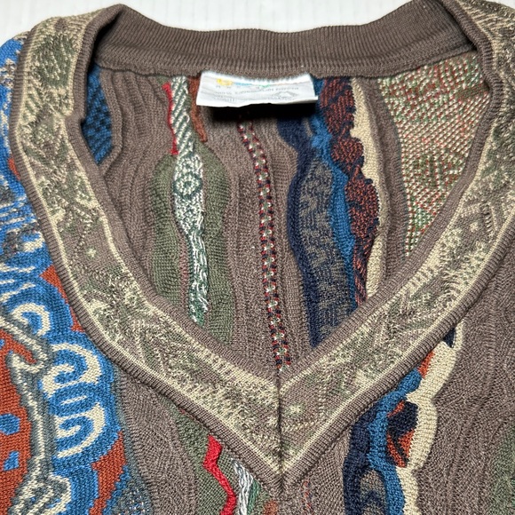 Vintage 90s COOGI Multicolor V-Neck Men's Sweater Medium - Picture 5 of 10